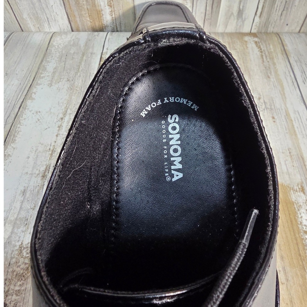 Sonoma Boys Black Square Toe Lace Up Dress Shoes Memory Foam Size 6 - Picture 7 of 9